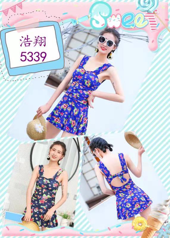 花色连体温泉水上乐园女士泳衣