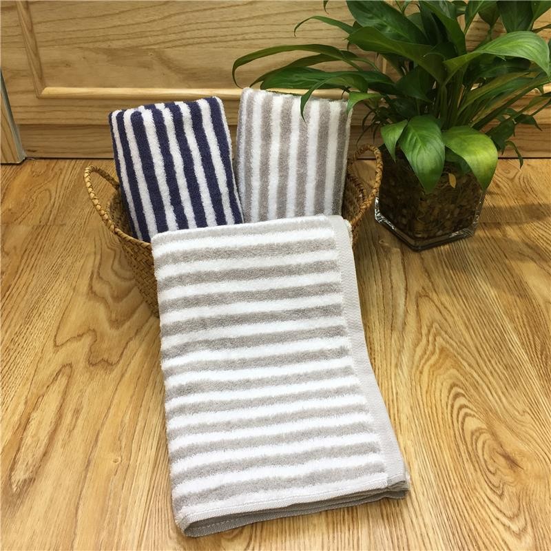 Shenduo simple style pure cotton vertical strip towel detail image 1