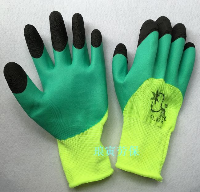 Labor protection gloves wear-resisting langyin super soft breathable Wang reinforced finger latex semi-hung foam gloves thumbnail