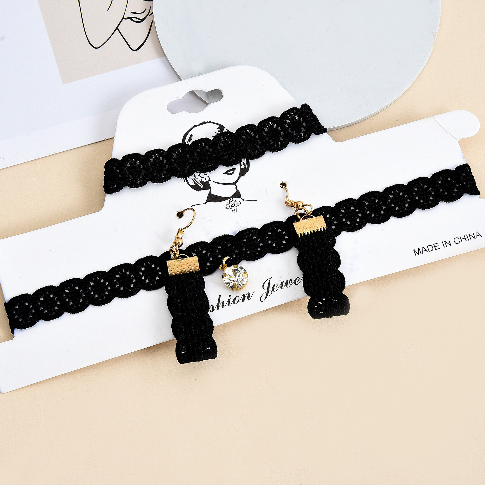 FLY25 style necklace, trendy female Internet celebrity neck chain choker, black collarbone chain, short neck chain, neck strap three-piece set detail image 9