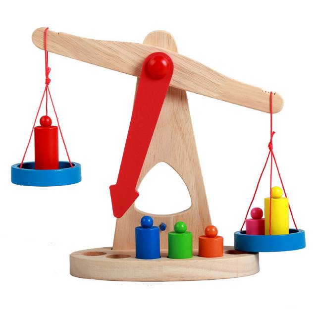 Teaching AIDS, balance scales, children's early education and intelligence toys, weights, toys, balance wooden products