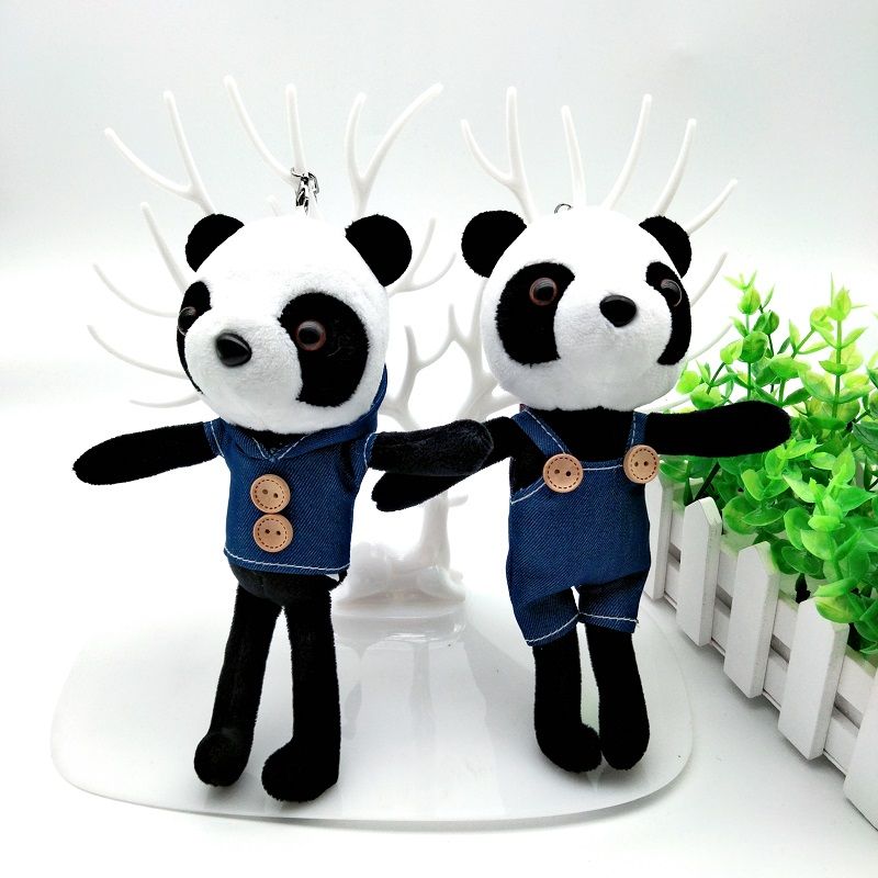 New cute panda keychain pendant women's plush bag pendant car keychain pendant wholesale