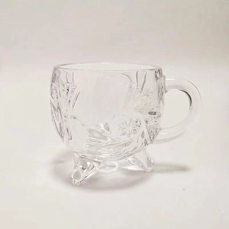 玻璃杯 红樱桃家用带把茶杯 推荐杯加厚杯 白酒杯 耐热三脚杯子透明款图