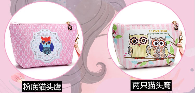 卡通猫头鹰手拿包帆船包化妆品收纳包数码印花跨境爆款详情图7