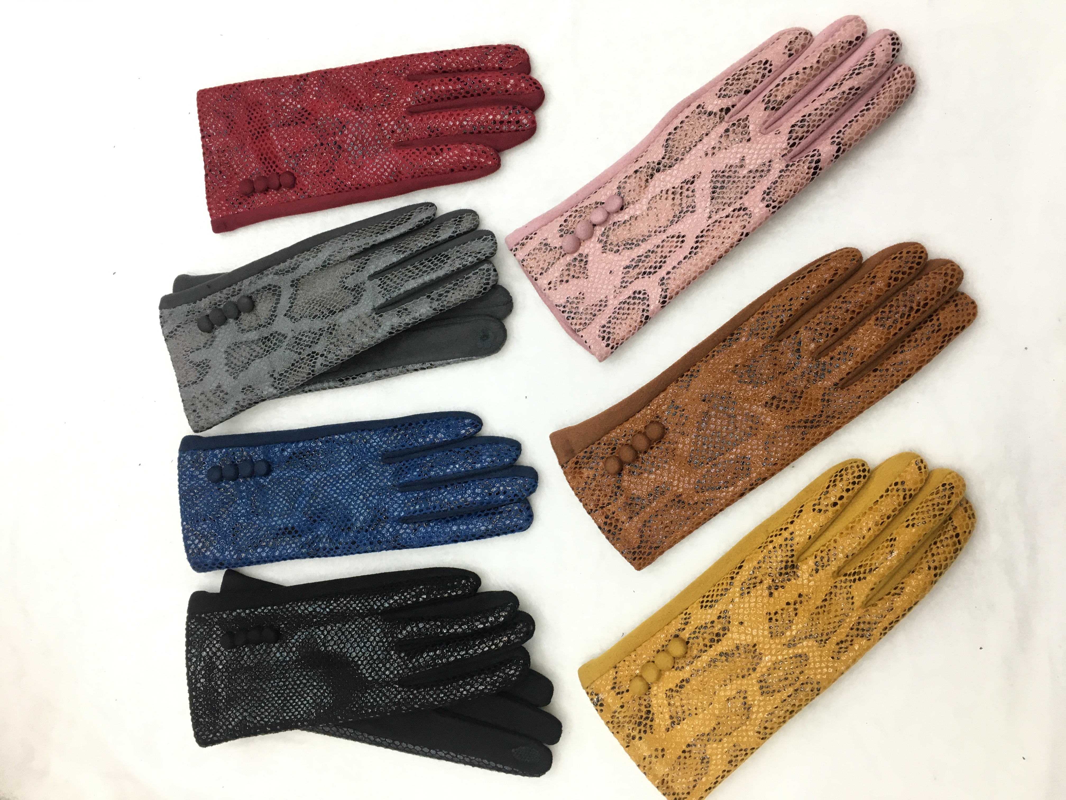 Guantes de piel de serpiente versión AB con palma de gamuza y pantalla táctil detail image 6
