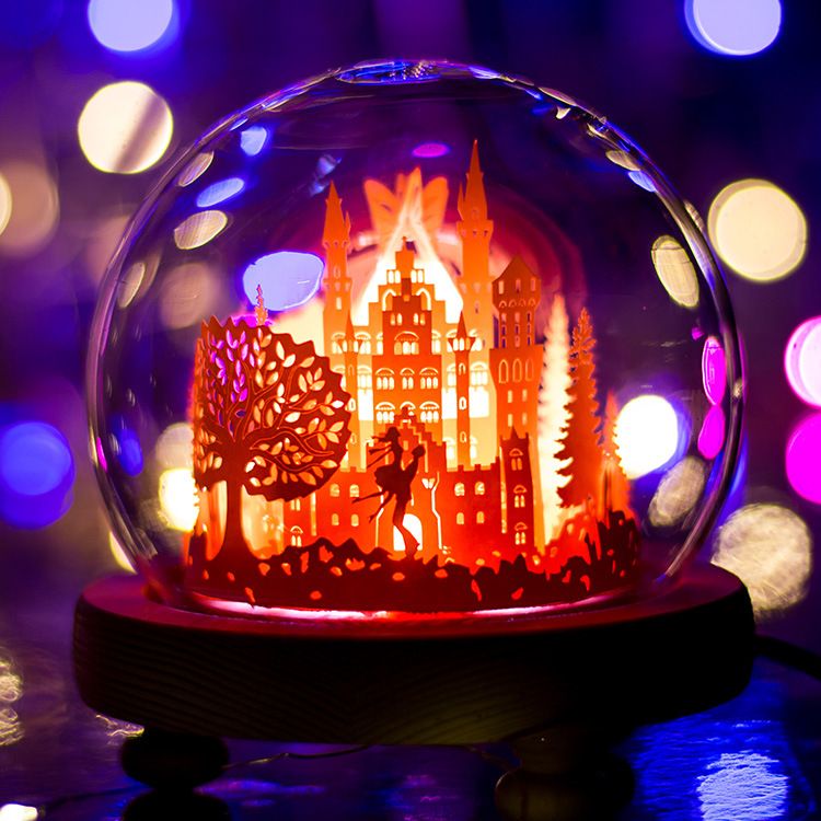 Paper carving lamp 3d light castle Lovers Night lamp Creative advertising gift lamp for Valentine's Day