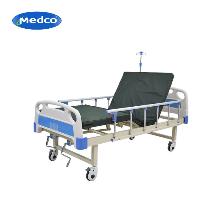 HIgh Quality Two Crank Manual Hospital Bed With Wheel And Side Rail thumbnail