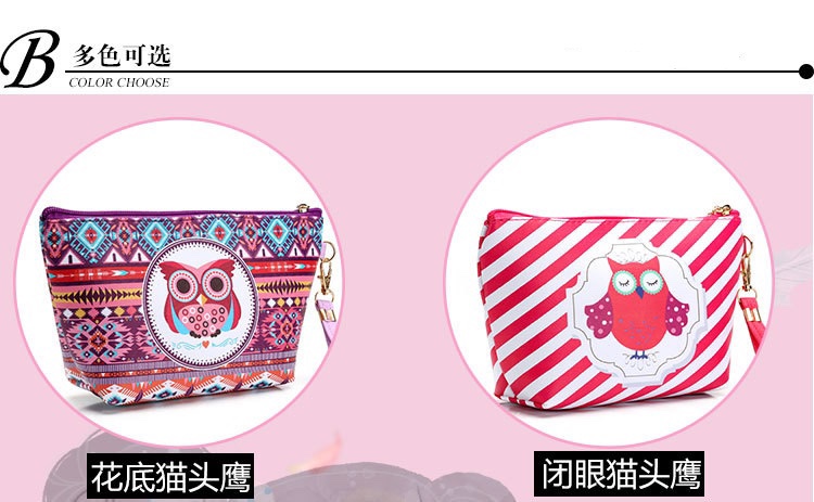 卡通猫头鹰手拿包帆船包化妆品收纳包数码印花跨境爆款详情图6