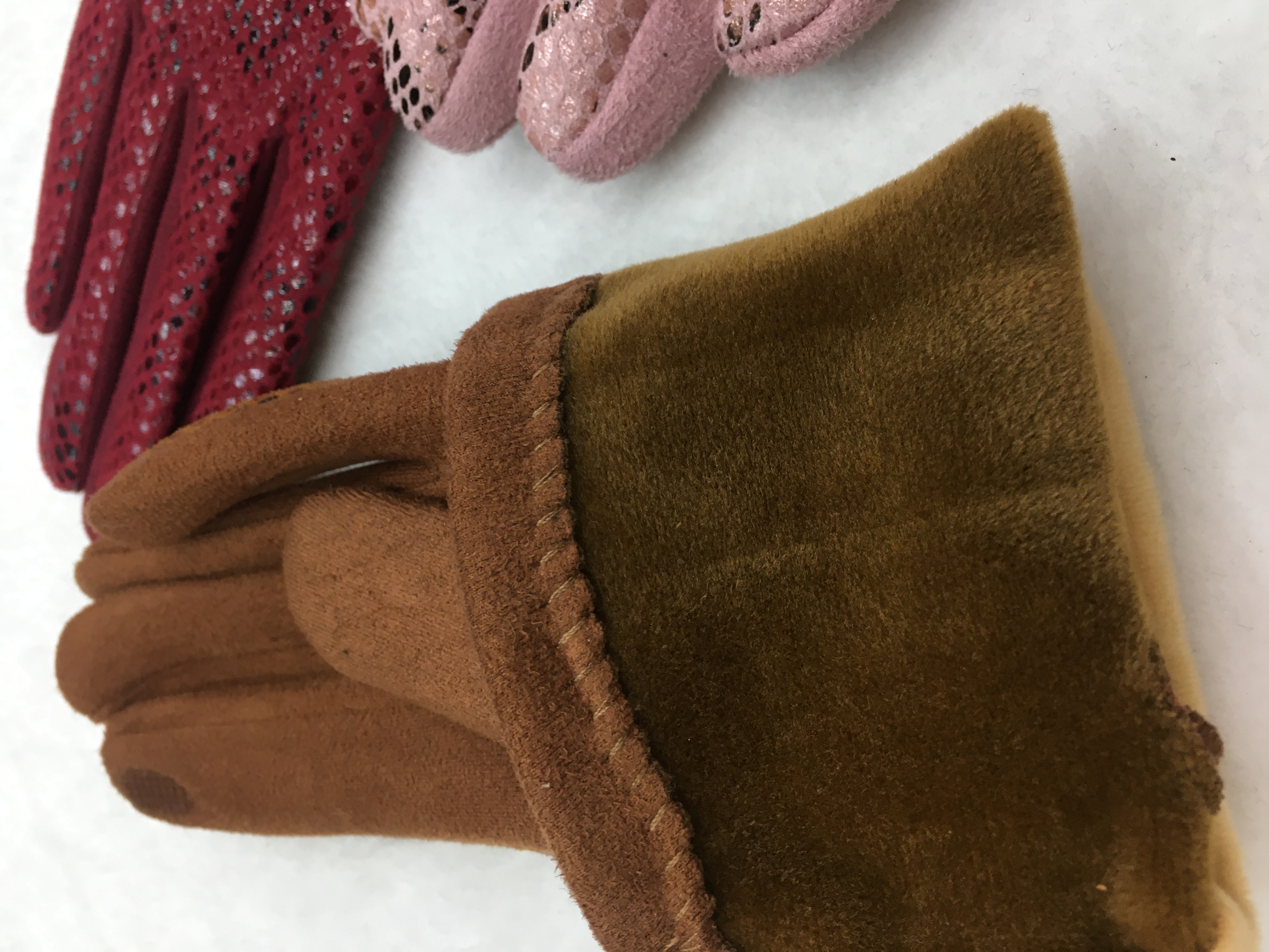 Guantes de piel de serpiente versión AB con palma de gamuza y pantalla táctil Item Picture