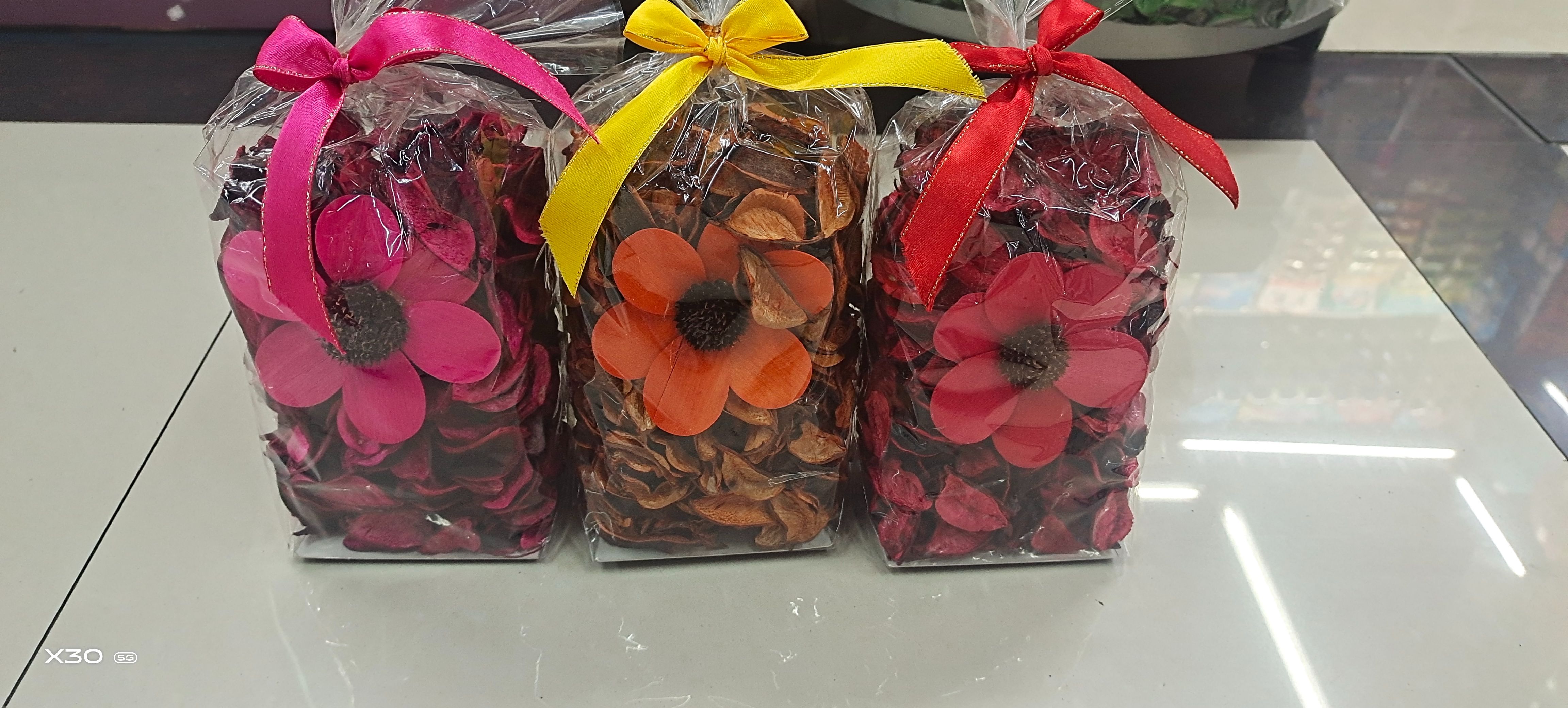 110G Dry Floral Bag Aromatreatment Cotton Shell Pendant Loose Wood Chips Floral Ribbon Gift