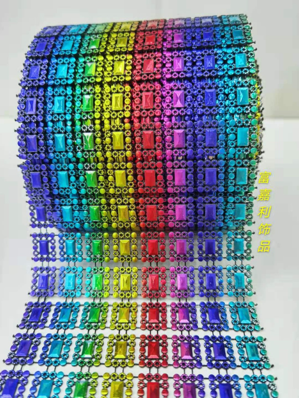 8 rows of 5×8 black background with seven colors embossed