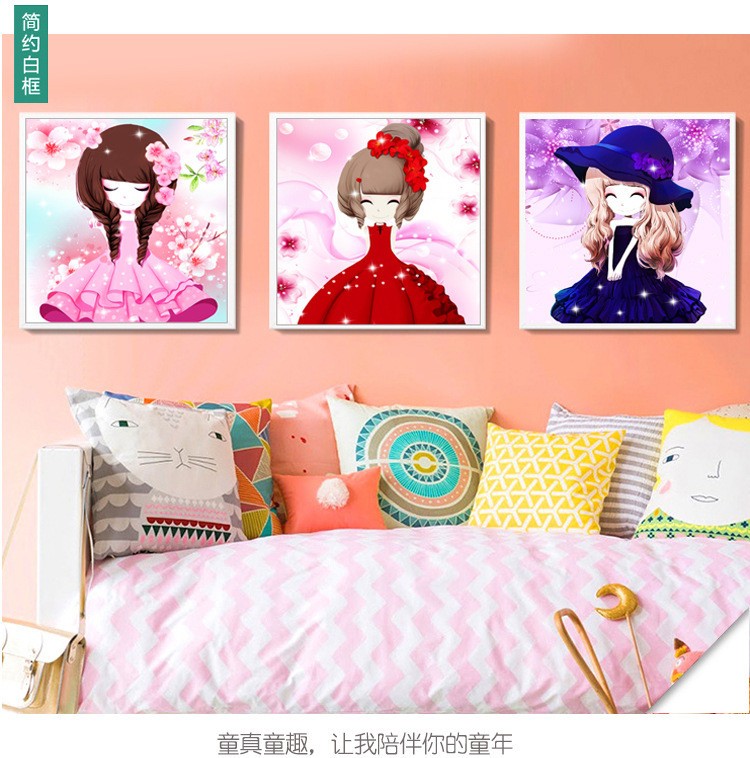 外贸热销儿童创意手工制作DIY钻石画点点画厚框装饰画25*30CMYSU122详情图12