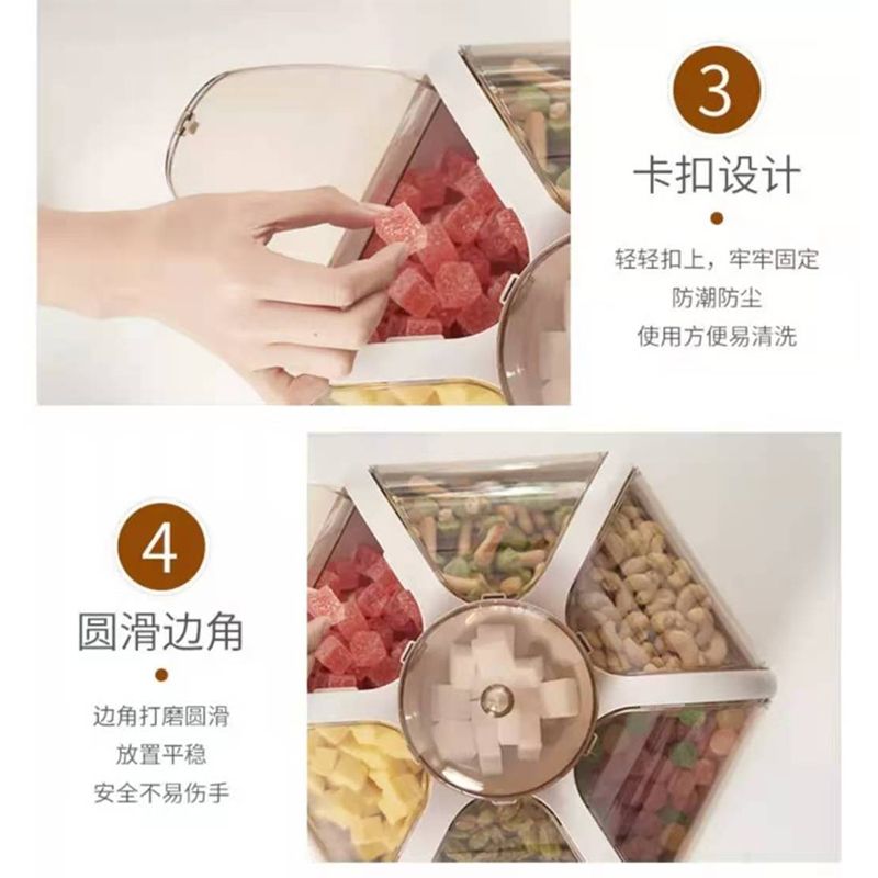 Lotus-shaped fruit box creative and fashionable living room fruit plate, transparent press-type snack compartments, dried fruit plate with lid, candy box Application Scenario