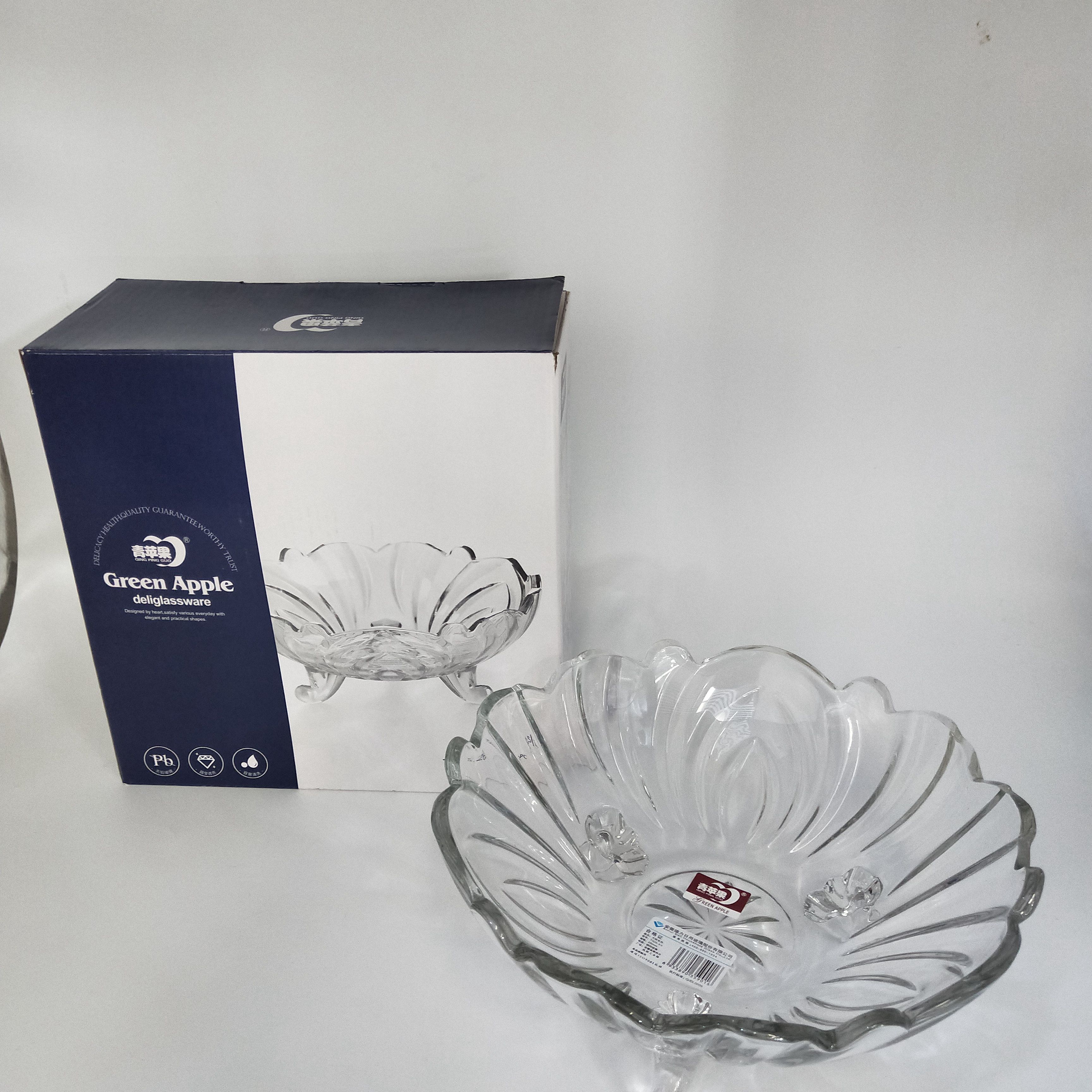 欧式透明水晶玻璃果盘糖果盅玻璃三脚碗TG26-9.5果斗