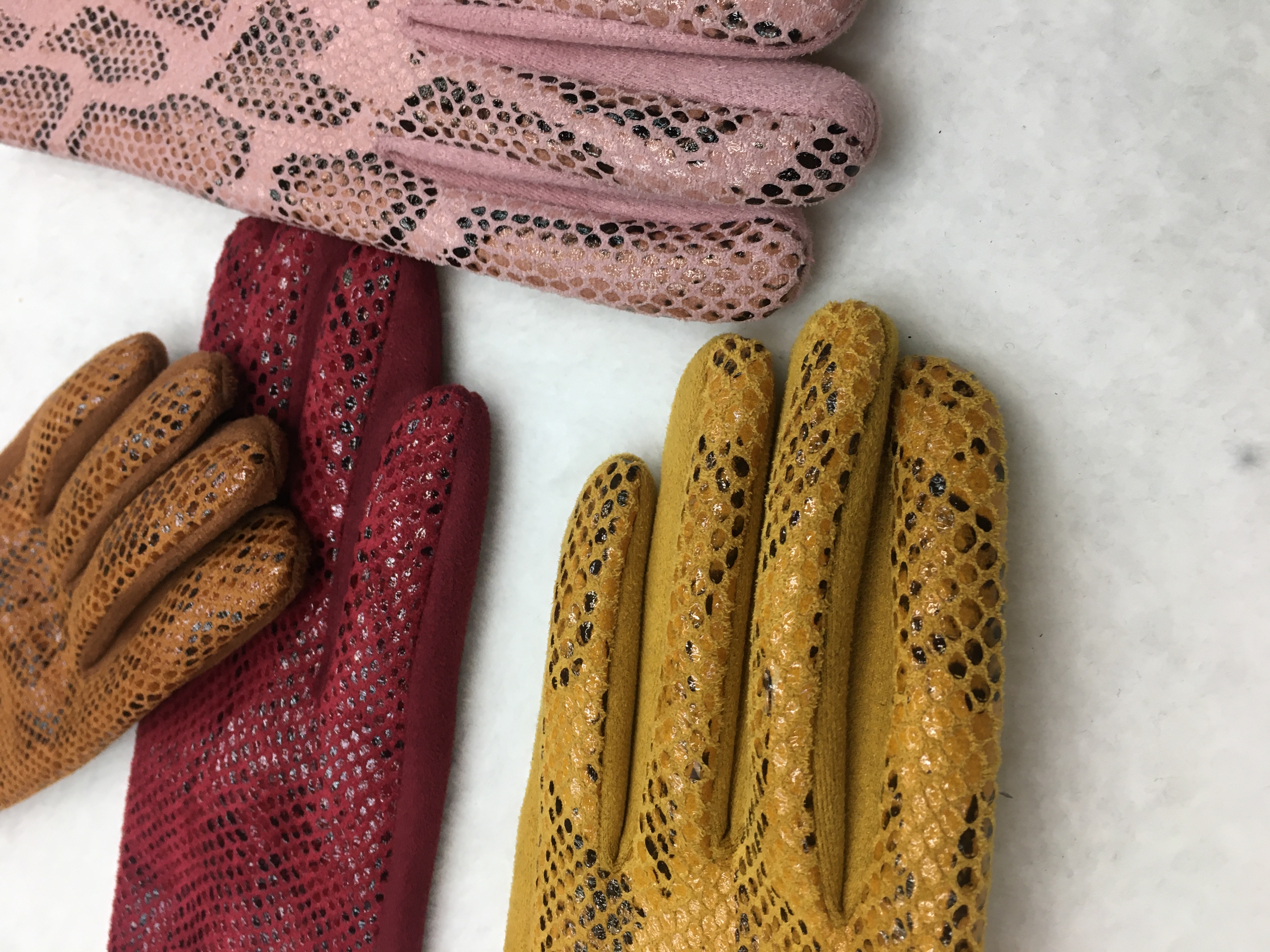 Guantes de piel de serpiente versión AB con palma de gamuza y pantalla táctil detail image 3
