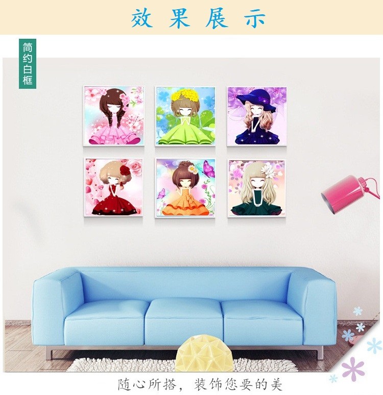 外贸热销儿童创意手工制作DIY钻石画点点画厚框装饰画25*30CMYSU122详情图10