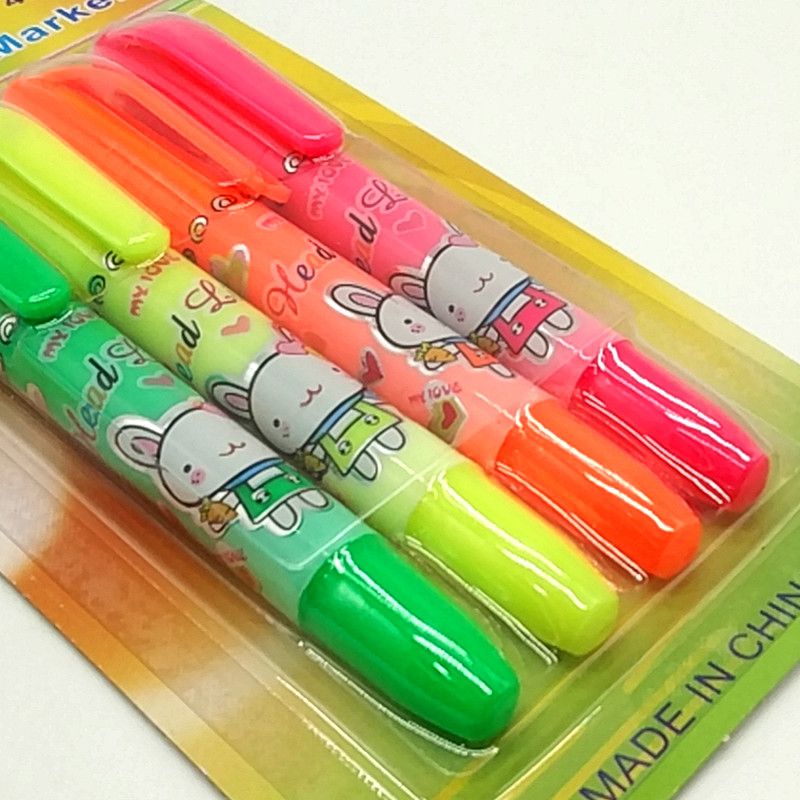 XL-217 card 4 pieces Rabbit Highlighter, Student Watercolor Pen, Marker Pen, Office supplies Application Scenario
