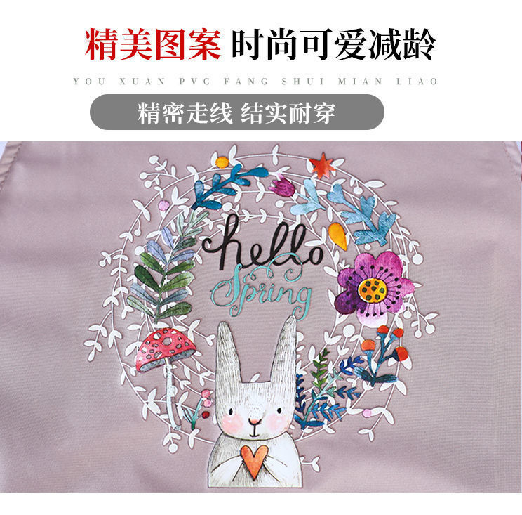 围裙厨房家用女工作洋气防水防油长袖上班工作劳保耐磨可擦手罩衣详情4