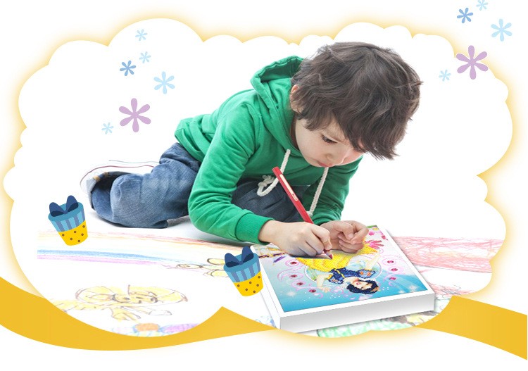 外贸热销儿童创意手工制作DIY钻石画点点画厚框装饰画25*30CMYSU122详情图8