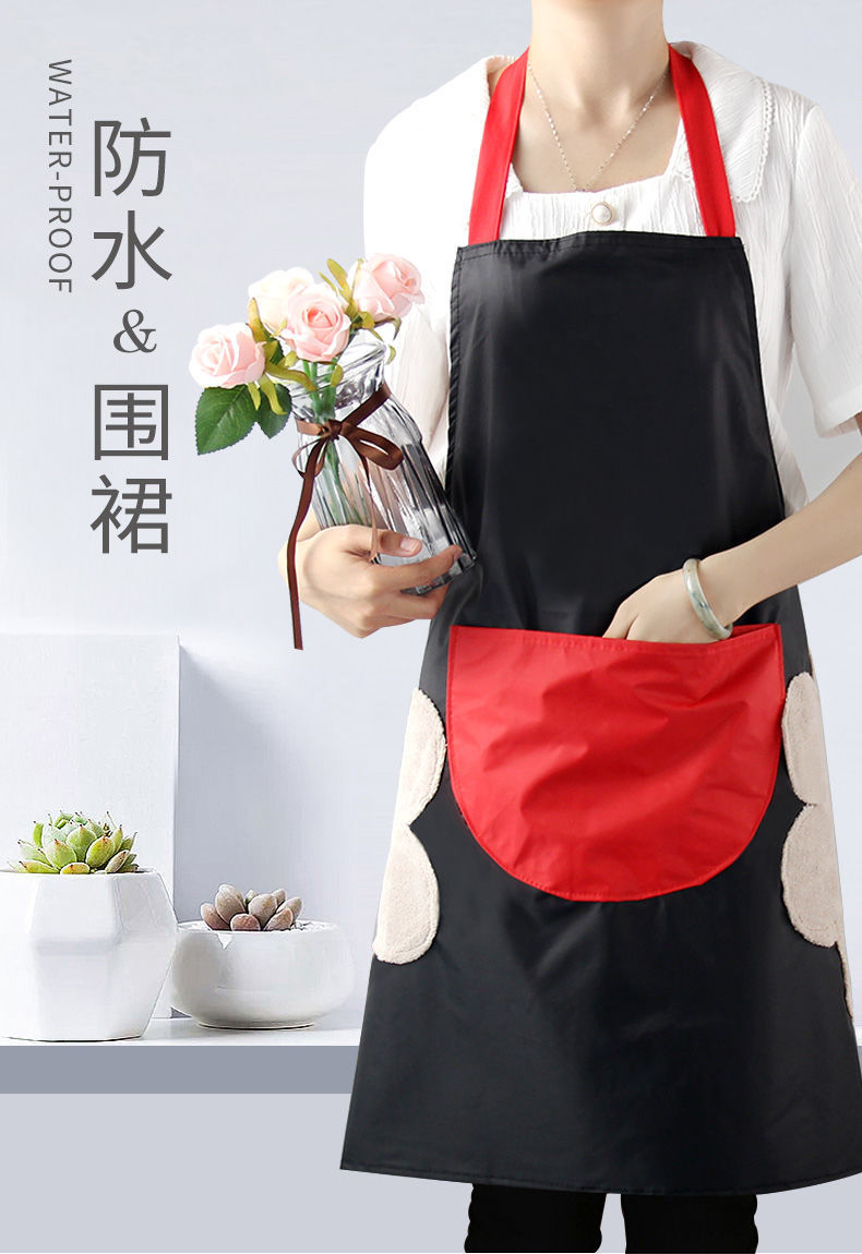 防水可擦手时尚款韩版围裙女厨房家用做饭防油家用罩衣大人详情6
