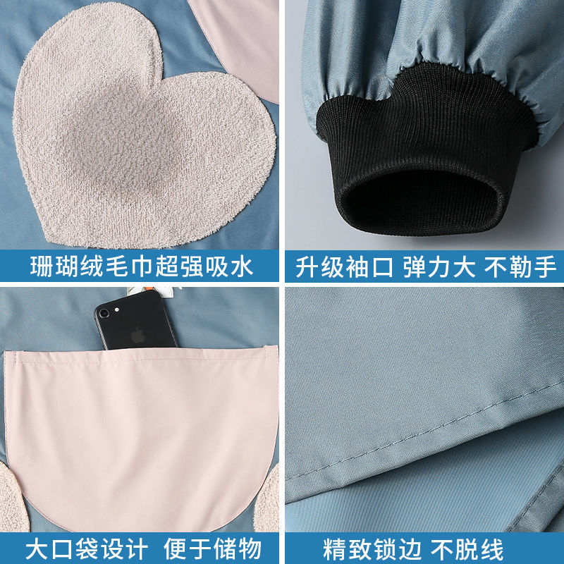 围裙厨房家用女工作洋气防水防油长袖上班工作劳保耐磨可擦手罩衣详情6