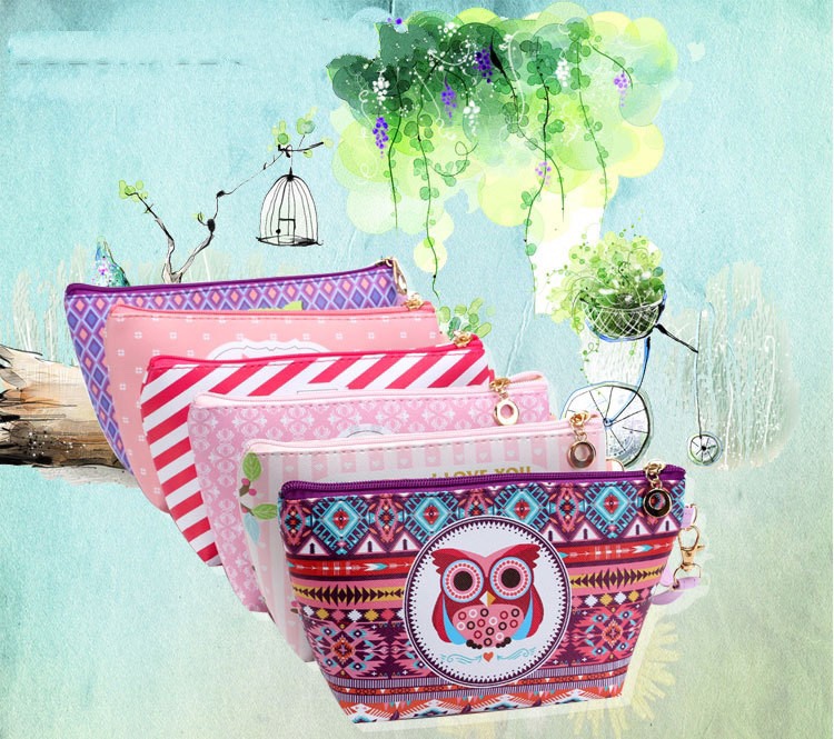 卡通猫头鹰手拿包帆船包化妆品收纳包数码印花跨境爆款详情图1