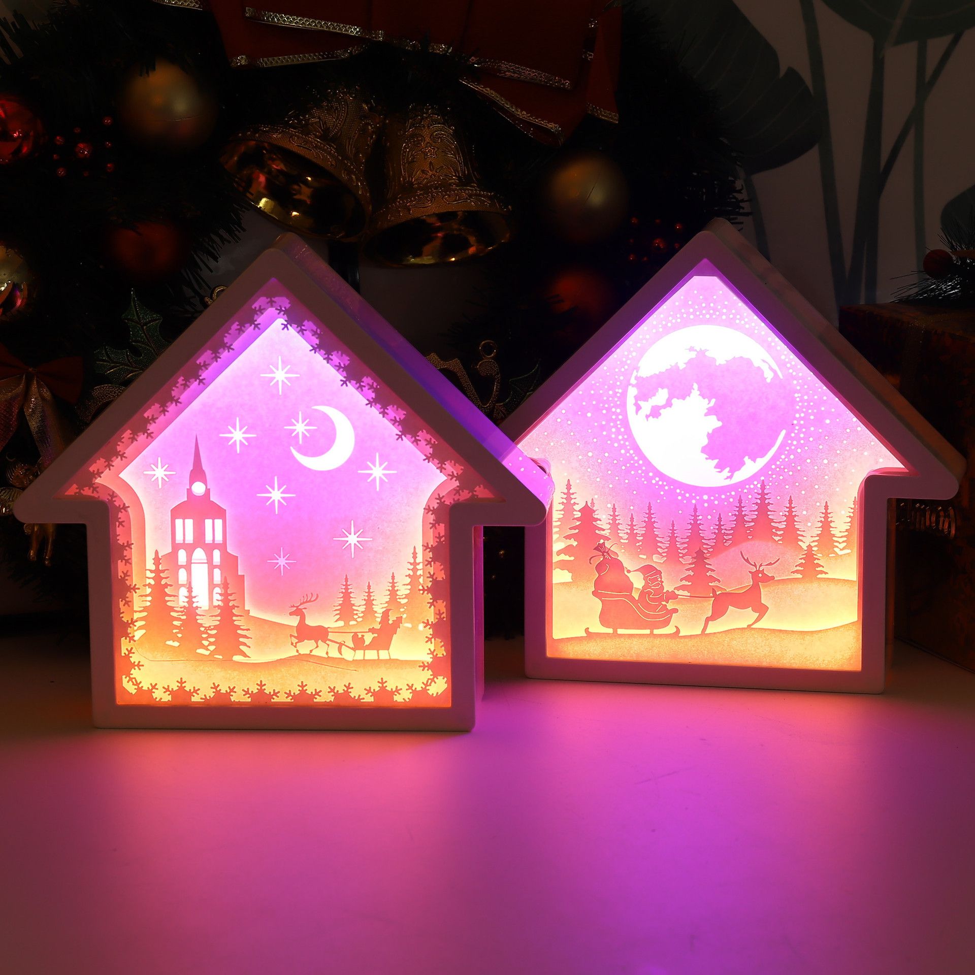 Creative 3D paper-cut lamp Headbed bedroom small night lamp Light and shadow paper carving lamp Home Decoration gift table lamp customizable