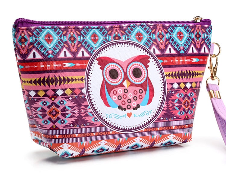 卡通猫头鹰手拿包帆船包化妆品收纳包数码印花跨境爆款产品图