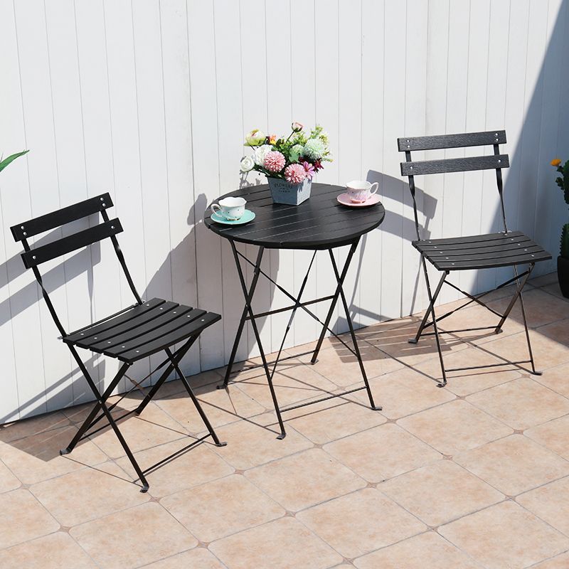 户外塑木桌椅组合庭院休闲奶茶店铁艺室外阳台桌椅小茶几三件套装产品图