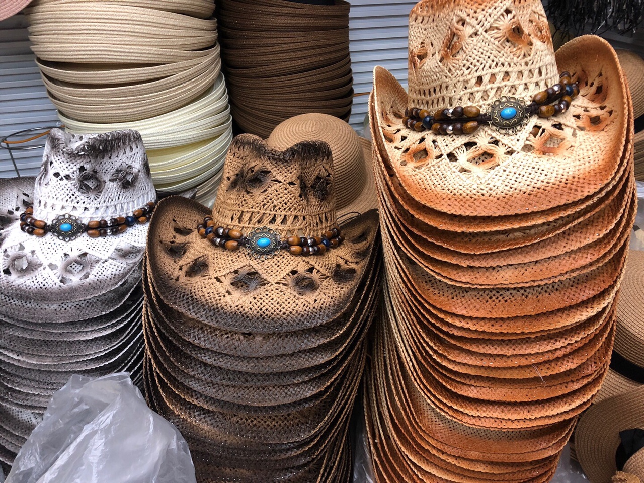 西部牛仔帽手工草帽防晒防紫外线