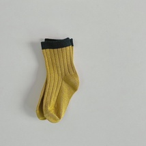 袜子纯色姜黄色撞色2022年新款