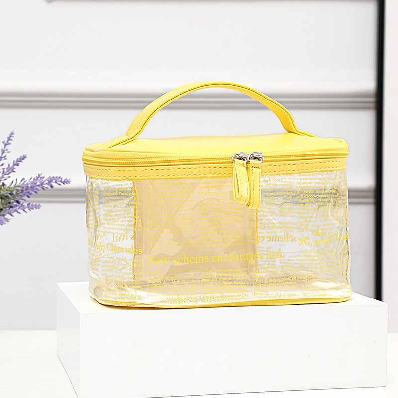 2020新款Ins热销韩版PVC透明化妆包源头厂货创意海报纹防水手提包详情图7