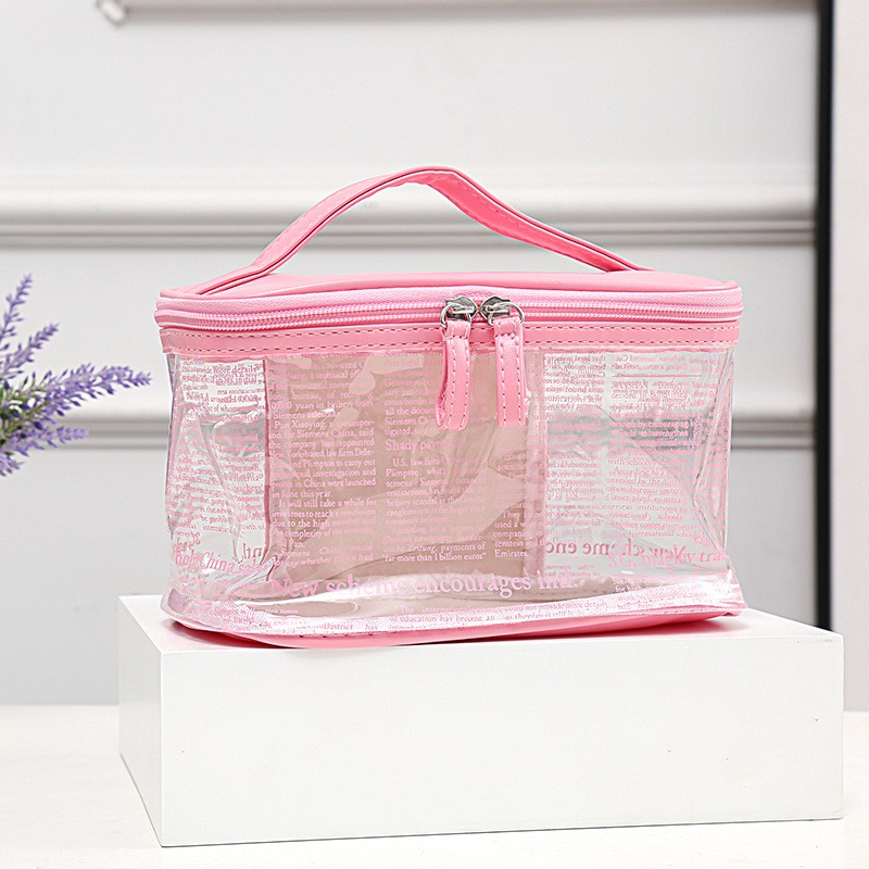 2020新款Ins热销韩版PVC透明化妆包源头厂货创意海报纹防水手提包详情图12