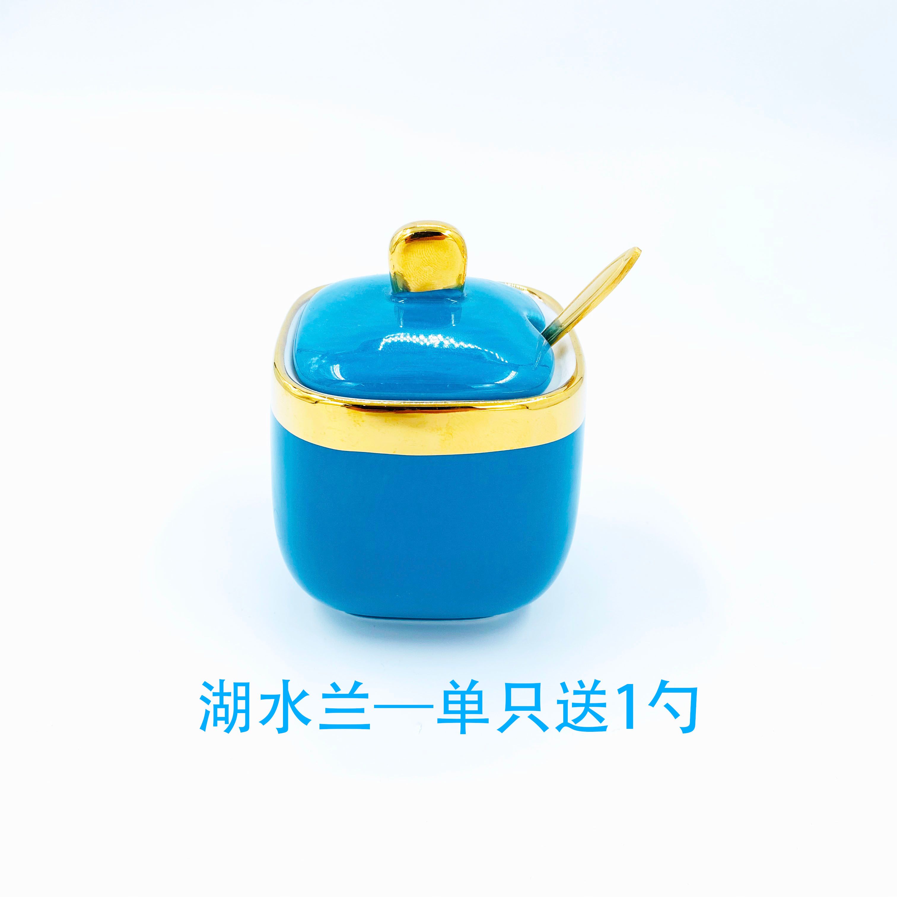 调味盒单只祖母绿色釉陶瓷调味罐