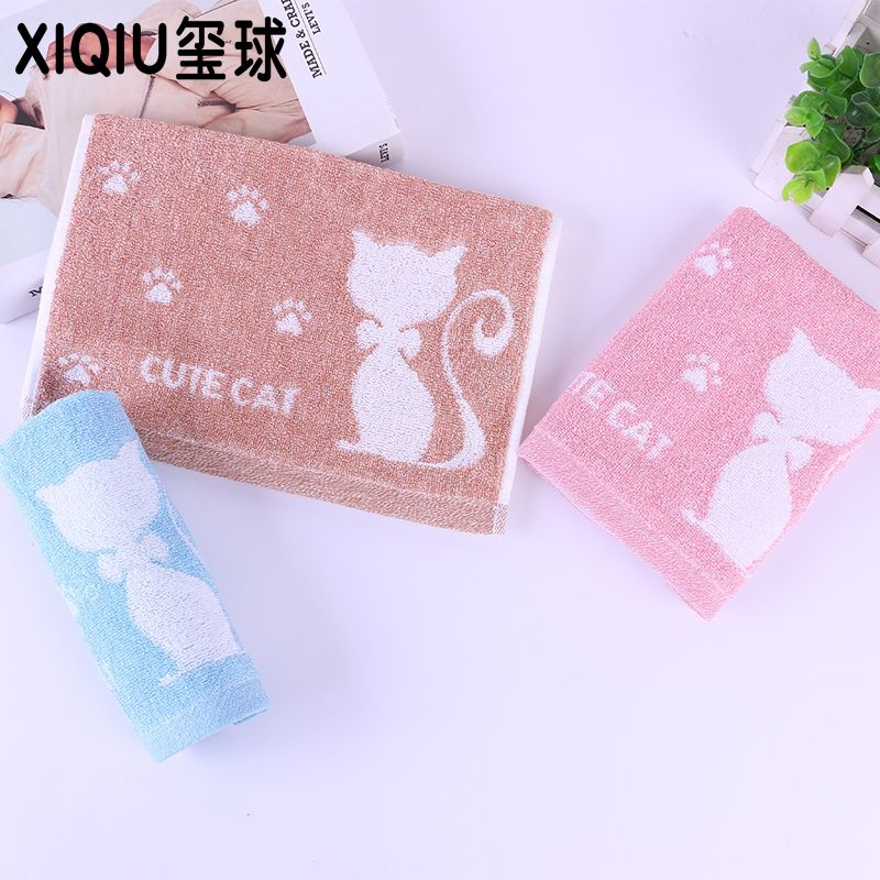 Children's pure cotton 32-strand yarn-dyed face towel, water-absorbing and skin-friendly seal ball towel details Picture