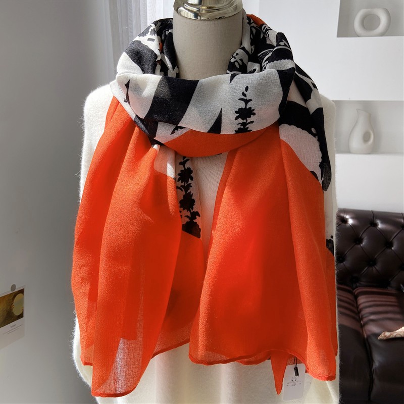 2020 Autumn And Winter Silk Scarf Female Summer Long Cotton And Linen Long Scarf Thin Enlarged Scarf full figure