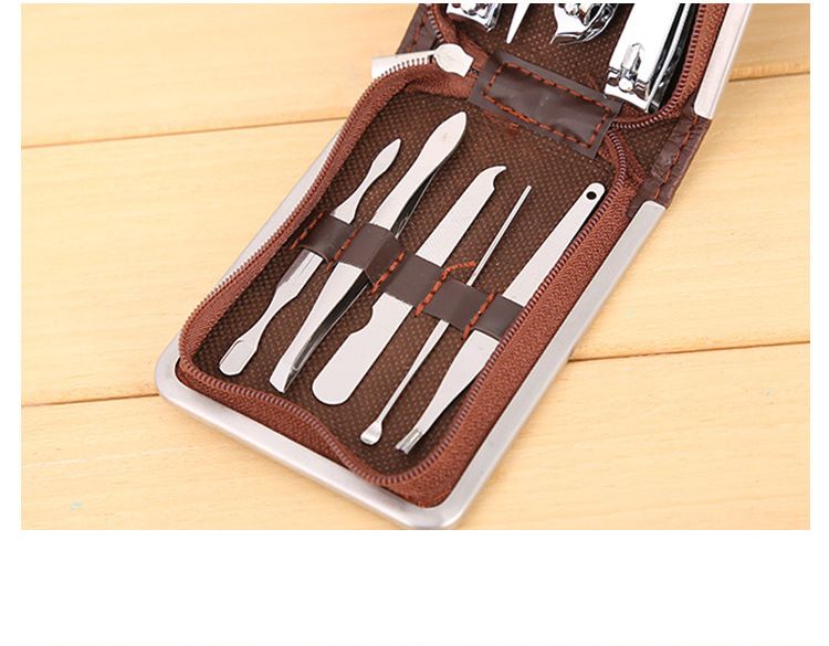 美甲工具 皮盒9件套指甲剪套装 指甲钳指甲刀修甲套装定制LOGO详情图8