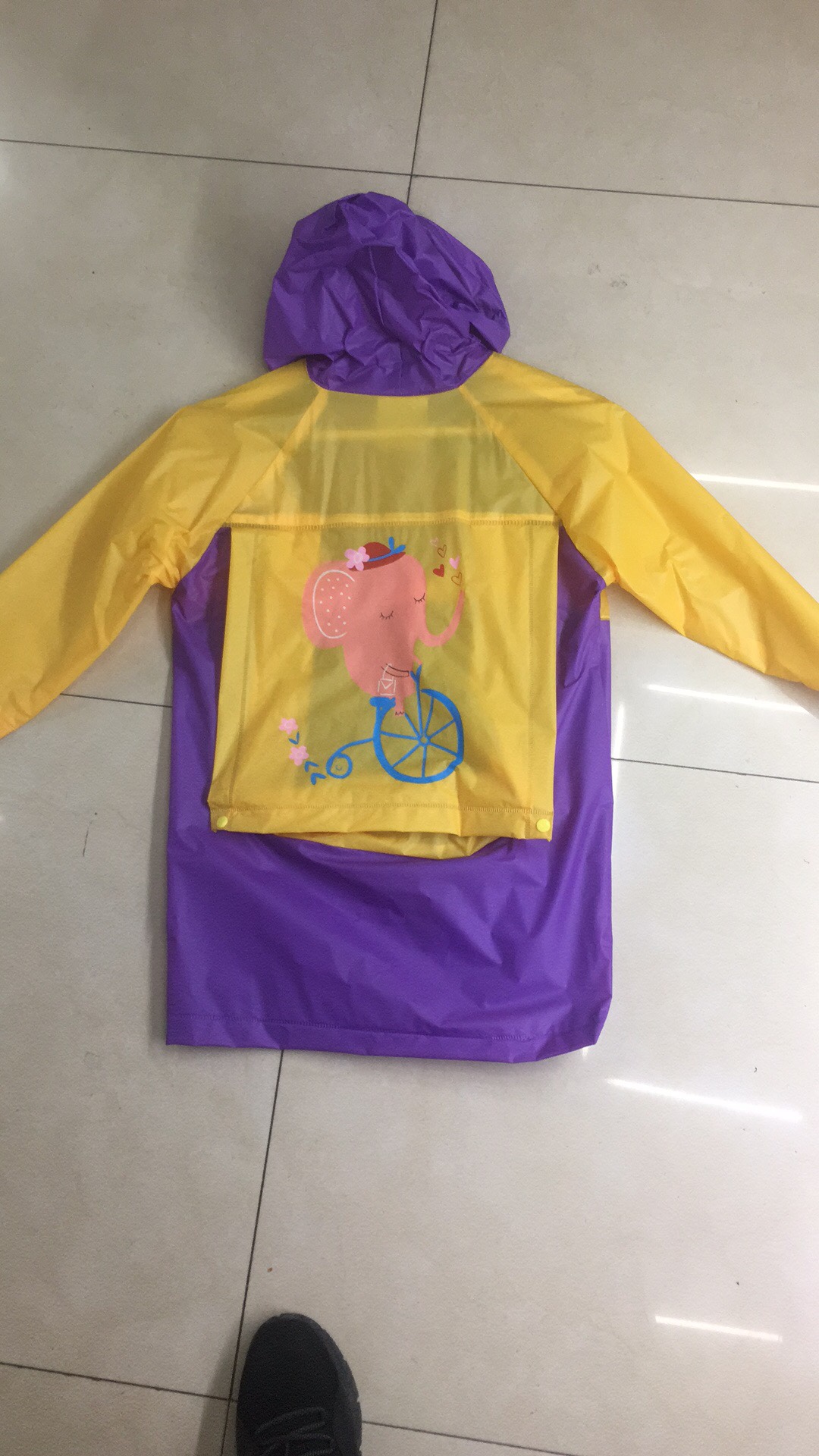 天堂鸟TTN一005儿童带背包雨衣 大号详情6