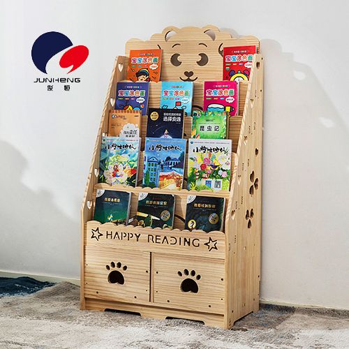 Solid wood children's bookshelf, household baby floor-standing bookcase, primary school and kindergarten bookshelf, storage rack, picture book bookshelf A724 details Picture