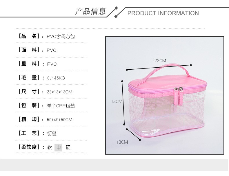 2020新款Ins热销韩版PVC透明化妆包源头厂货创意海报纹防水手提包详情图2