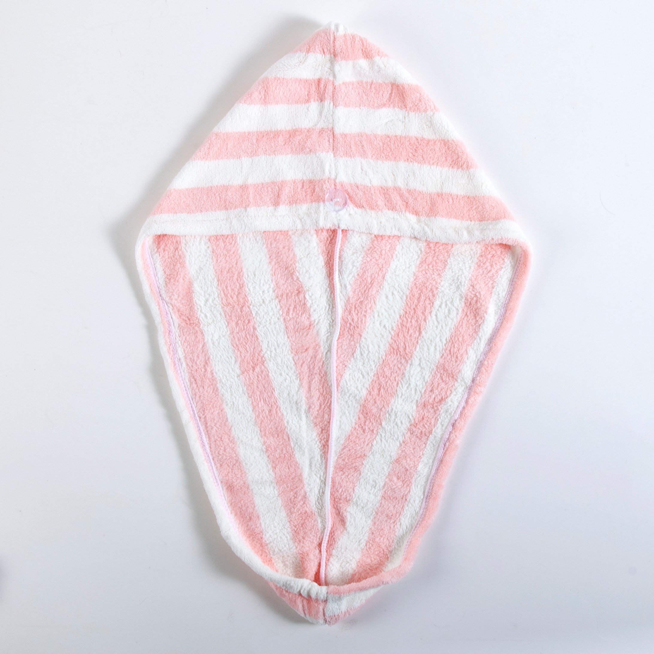 Coral fleece striped dry hair hat detail image 4
