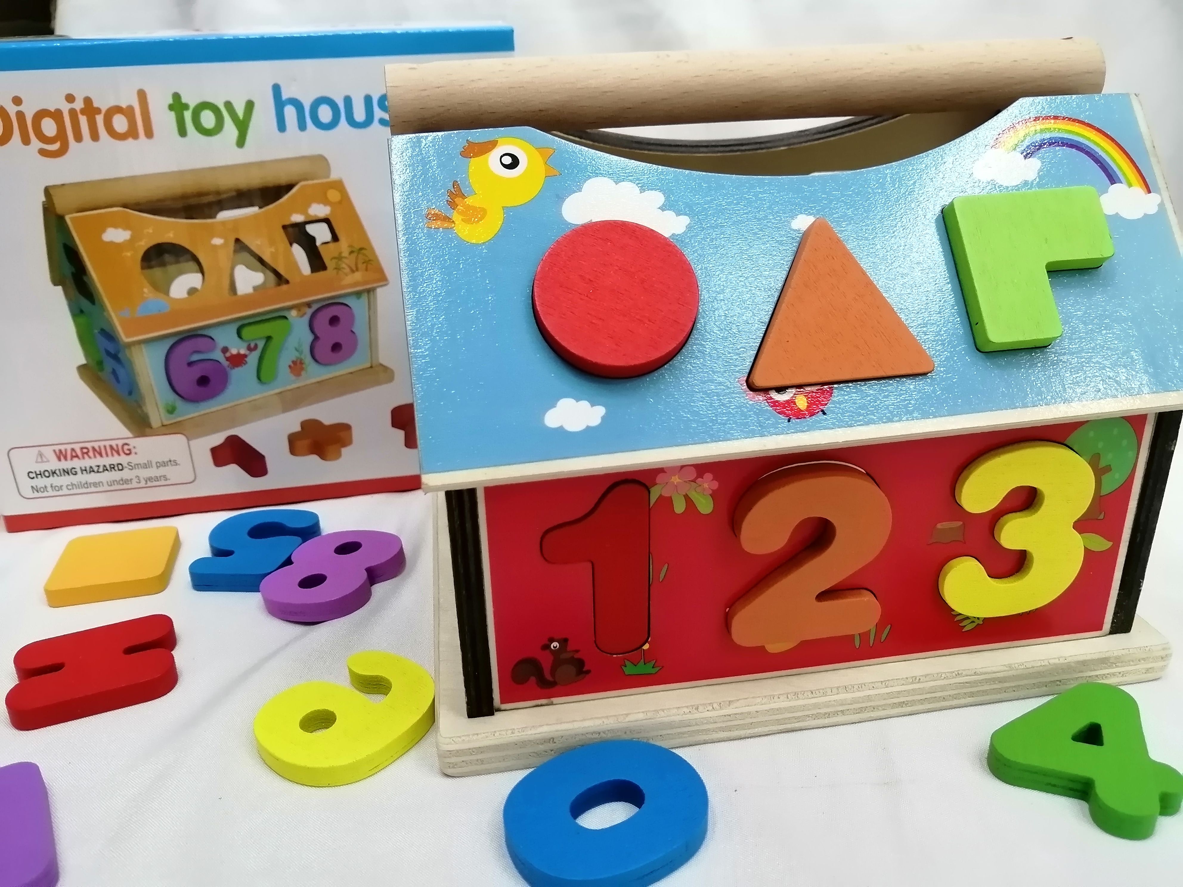 Fun Number House, Geometric Shape Wisdom House, Boys' and Girls' children's Educational shape matching, Wooden toys details Picture