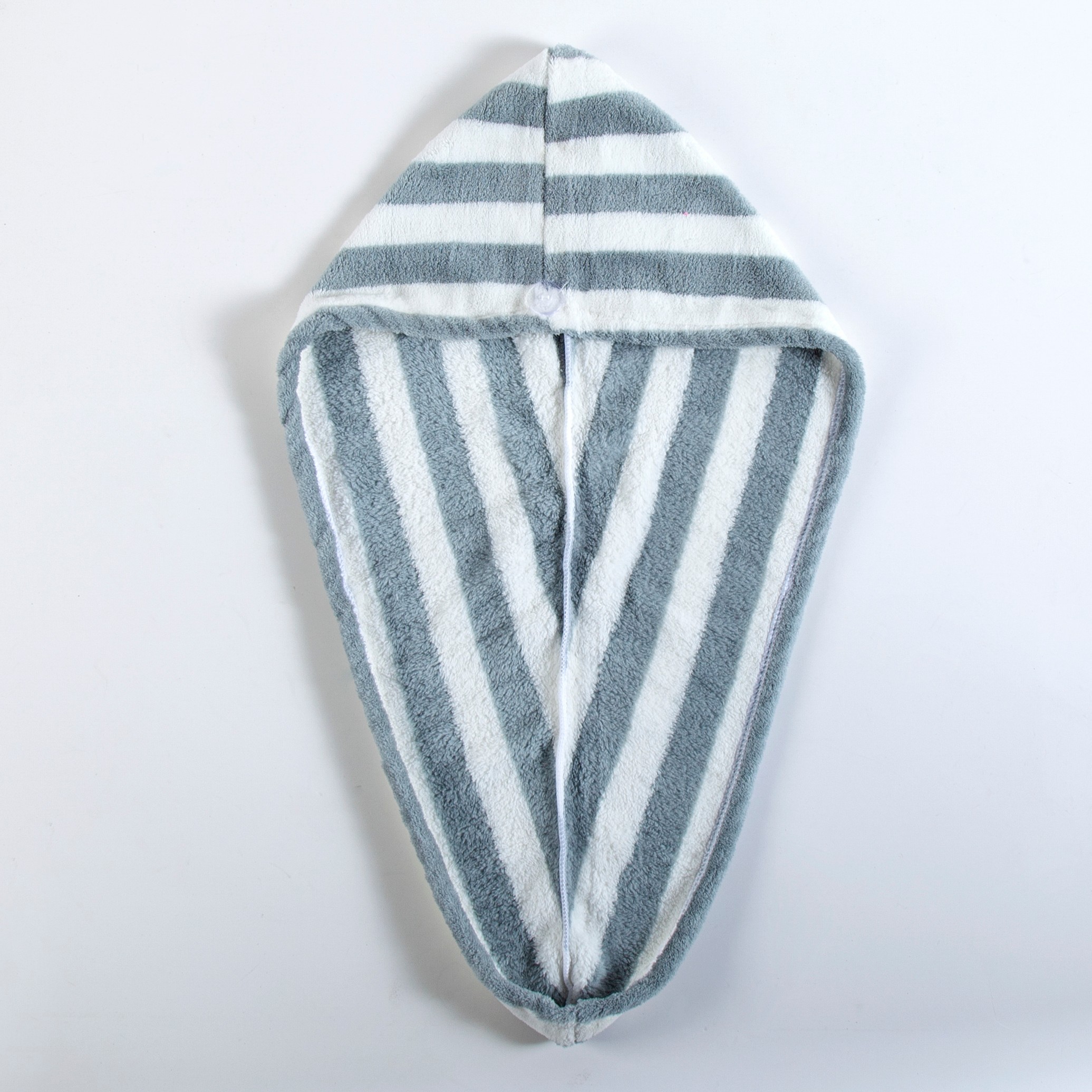 Coral fleece striped dry hair hat detail image 3