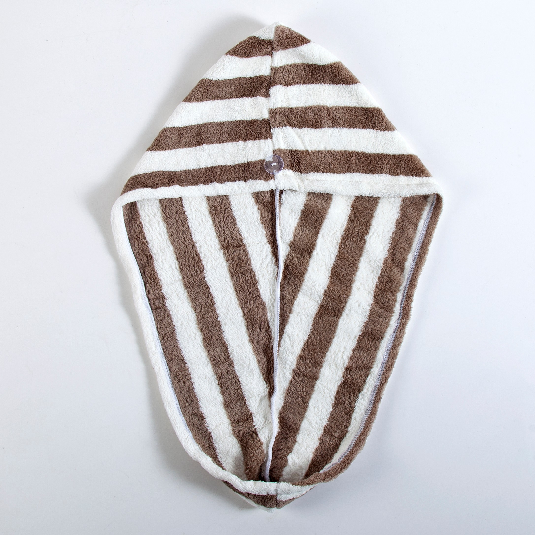 Coral fleece striped dry hair hat detail image 5
