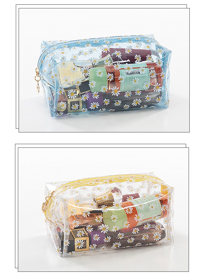 新款PVC小雏菊化妆包防水洗漱包定制女手拿包详情图5