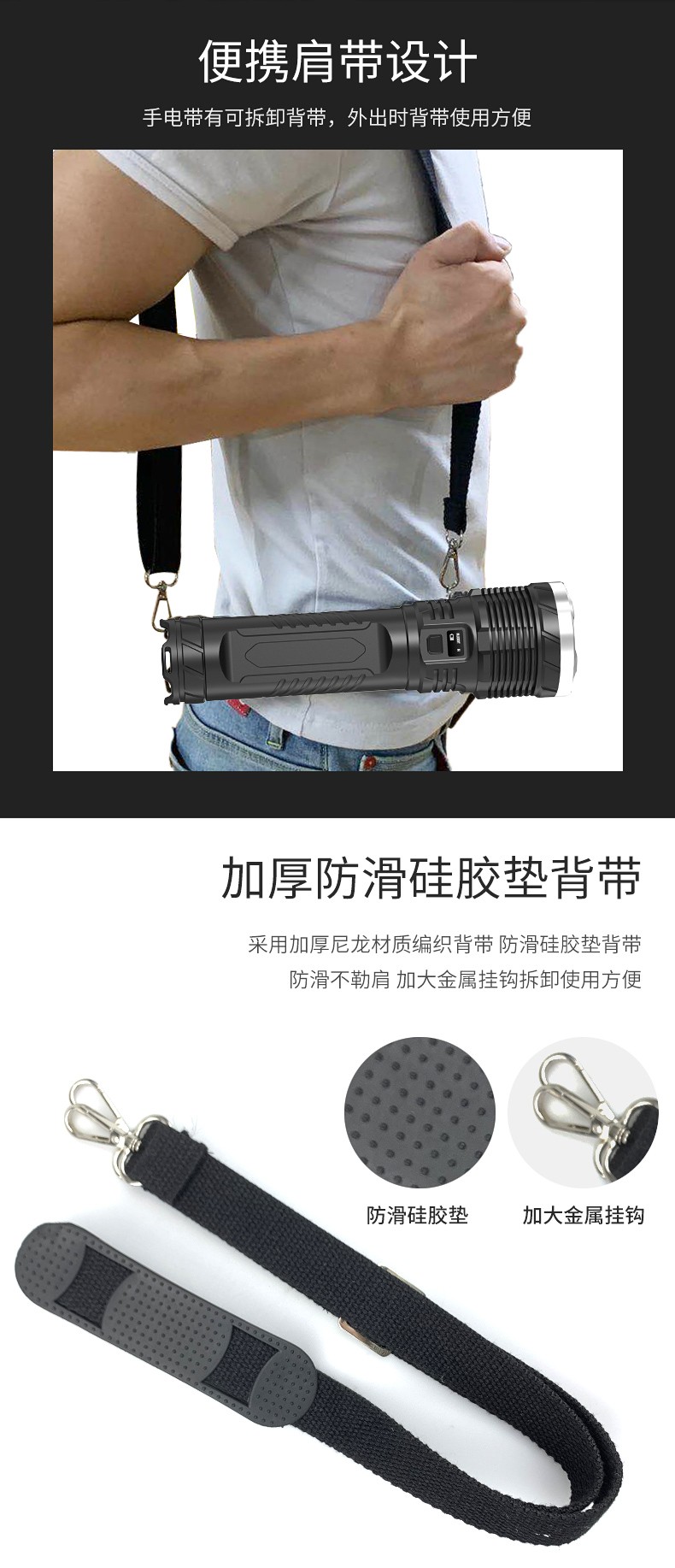 Ultra-bright and powerful flashlight, rechargeable long-range outdoor xenon lamp, high power, ultra-long battery life, 10,000 lumens detail image 10