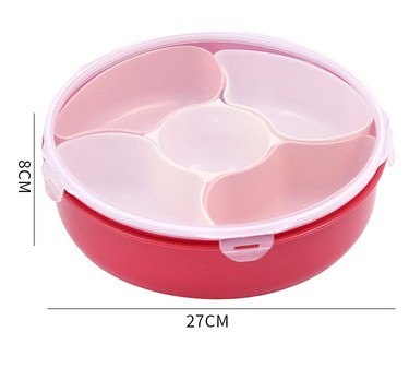 密封圆形果盘（高度8CM）塑料果盘   产品尺寸： 直径27.5×高度6cm详情3