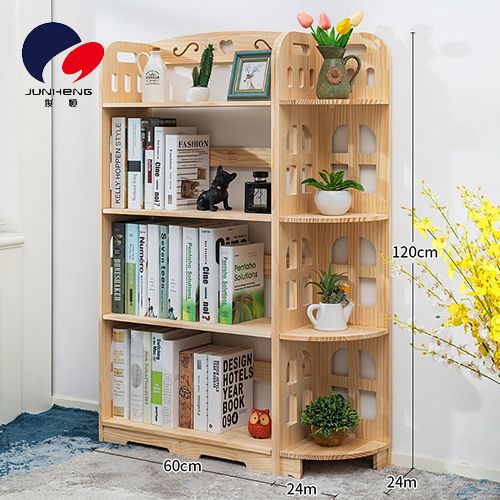Simple bookshelf, solid wood storage rack, floor-standing children's multi-layer small bookshelf, modern creative storage rack A733 details Picture