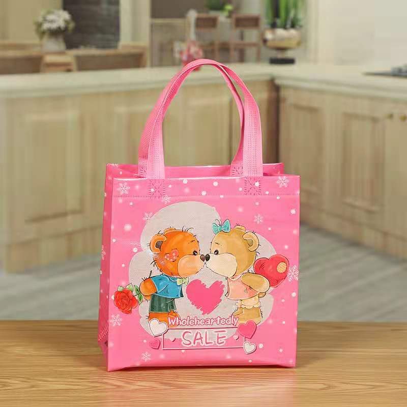 Customizable logo print folding clothing bag colorful open non-woven bag plastic bag environmentally friendly shopping bag thumbnail
