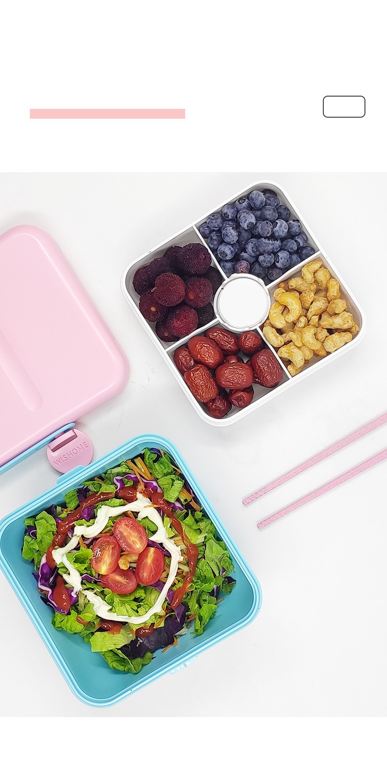 Best-selling portable creative salad bowl, four-compartment food storage box, headphones, lunch box, fashionable plate, hand-held customization detail image 7